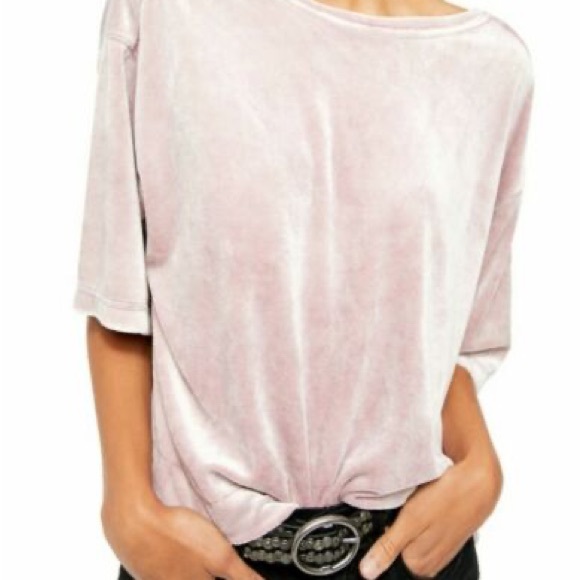 We The Free Valerie Velvet Top Mauve Oversized XS - Picture 9 of 11